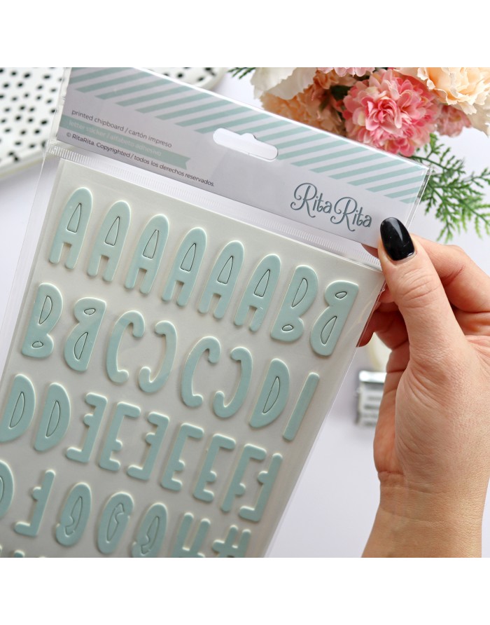 mint chipboard Alphabet