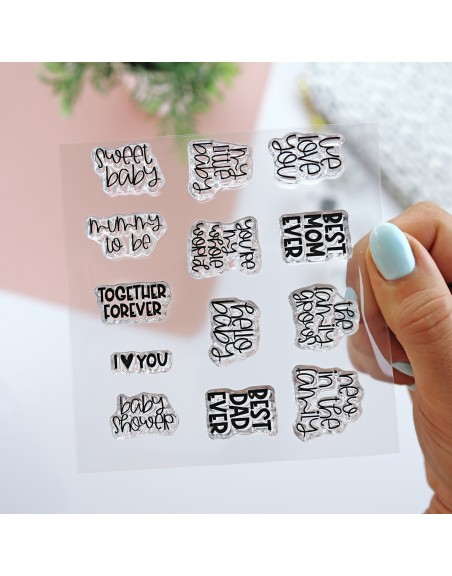 Baby sentiments clear stamp | Panda collection by Alúa Cid