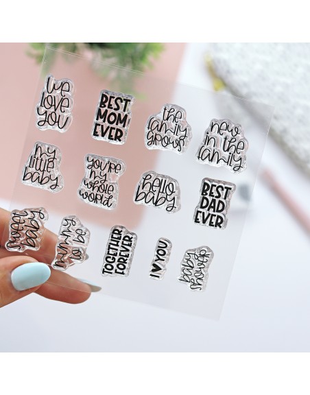 Baby sentiments clear stamp | Panda collection by Alúa Cid