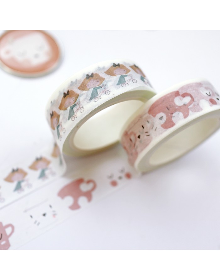 Set of 2 illustration washi tapes, 'CeliAlice'